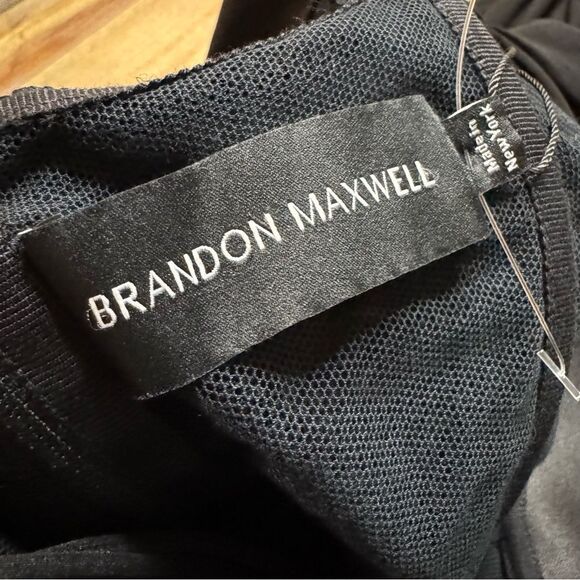 Brandon Maxwell Off Shoulder Pleated Formal Gown Draped Shoulders Black Tie - Picture 14 of 16